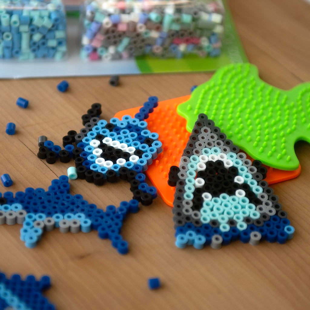 Perler Bead Shark Activity Kit – 2000 Fuse Beads for 9 Shark Crafts, Ages 6+