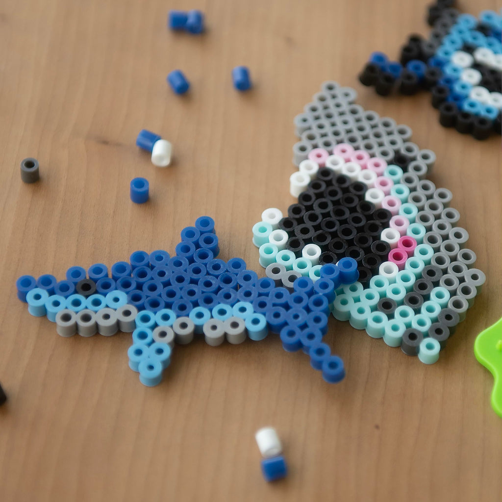 Perler Bead Shark Activity Kit – 2000 Fuse Beads for 9 Shark Crafts, Ages 6+