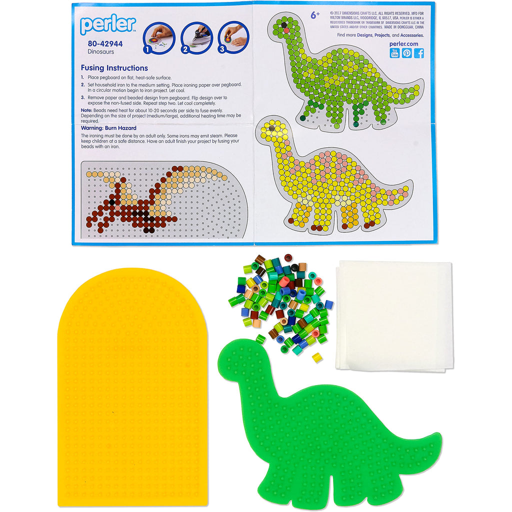 Perler Dinosaur Fuse Bead Bucket Kit – 5000 Beads, 22 Colors, 2 Pegboards