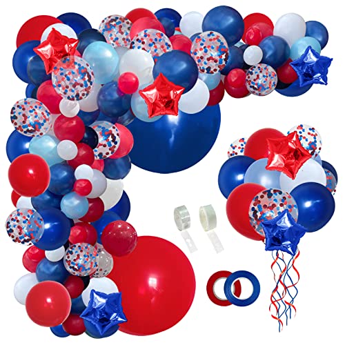 PERPAOL 140-Piece Red, White & Blue Balloon Garland Arch Kit – Patriotic Party Decor for Graduation, 4th of July, Nautical & More