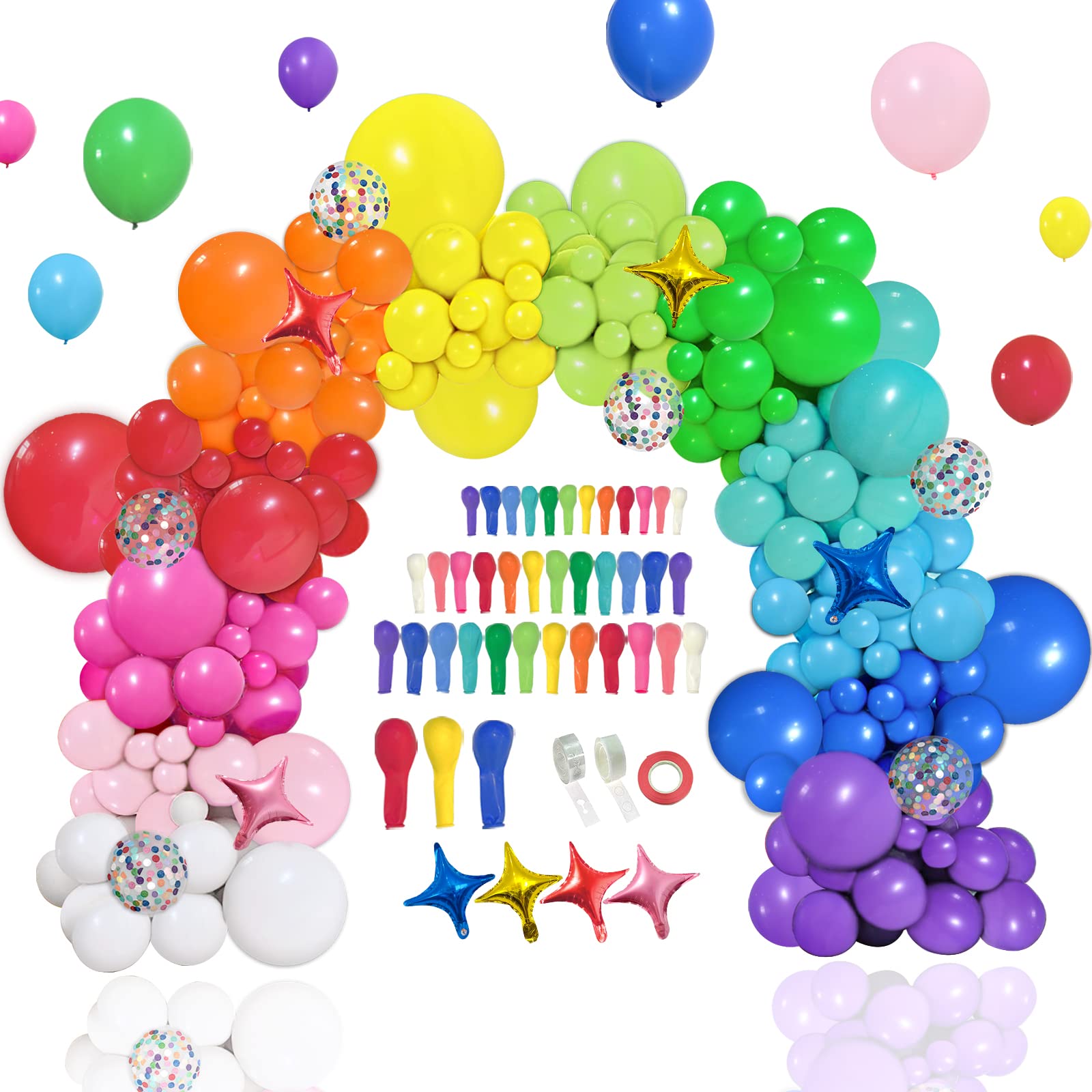 PERPAOL 146-Piece Rainbow Balloon Arch Kit – Multicolor Latex Balloons for Party Decor