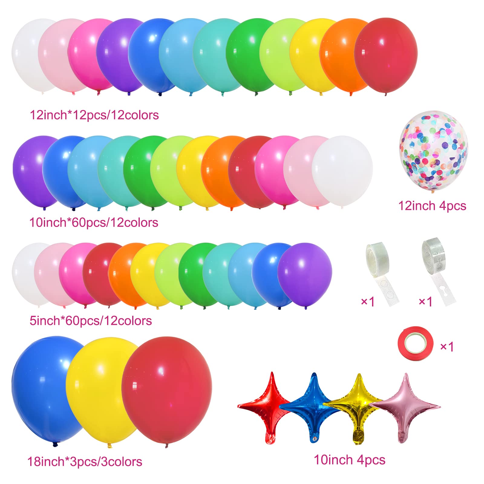 PERPAOL 146-Piece Rainbow Balloon Arch Kit – Multicolor Latex Balloons for Party Decor