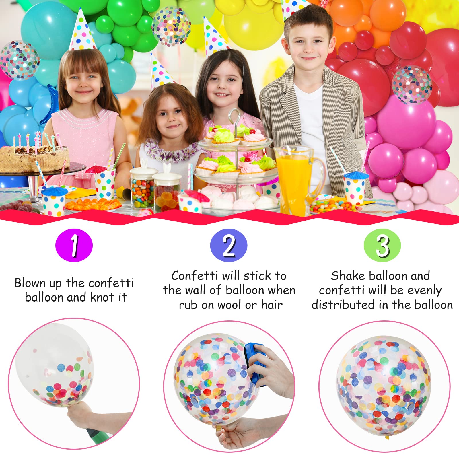 PERPAOL 146-Piece Rainbow Balloon Arch Kit – Multicolor Latex Balloons for Party Decor