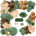 PERPAOL 148-Piece Sage Green & Brown Balloon Garland Kit for Jungle Safari Wild One Party Decor
