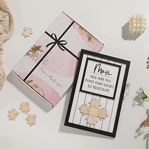 Personalized Mom Puzzle Sign – Custom Wooden Frame with Up to 9 Names, Wall Décor Gift for Mother's Day, Birthday, Christmas