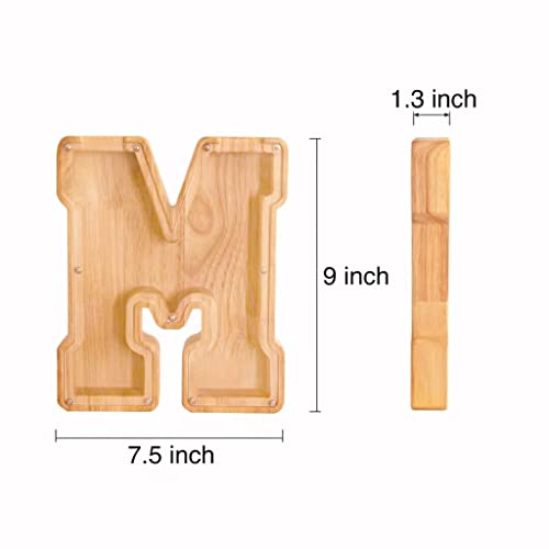 Personalized Wooden Letter Piggy Bank – Large-Capacity Alphabet Coin Savings Box for Kids