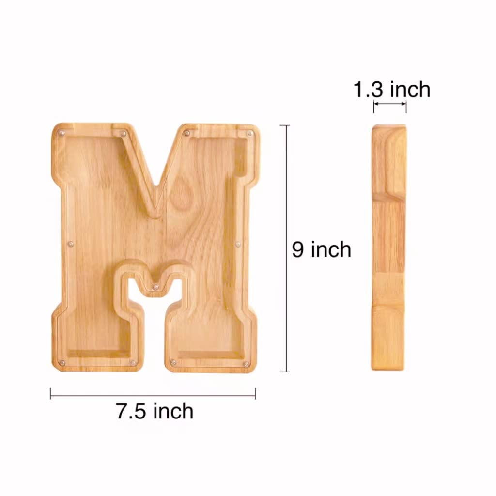 Personalized Wooden Letter Piggy Bank – Large-Capacity Alphabet Coin Savings Box for Kids