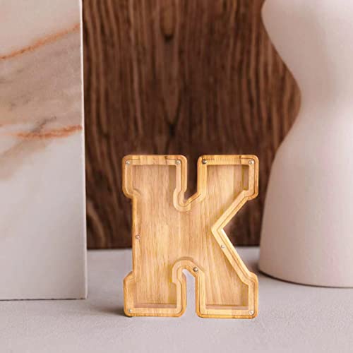 Personalized Wooden Letter Piggy Bank – Large-Capacity Alphabet Coin Savings Box for Kids