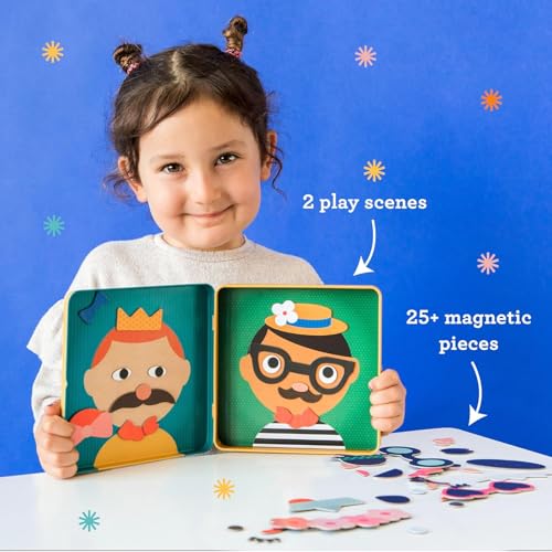 Petit Collage Funny Face Magnetic Travel Game – 100+ Silly Combinations, Ages 4+, Portable Tin