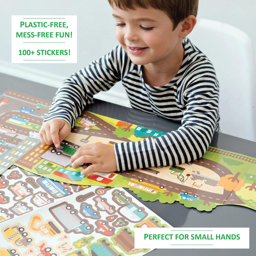 Petit Collage Mermaid World Sticker Activity Book – Giant Fold-Out with 100+ Reusable Stickers, Ages 4+