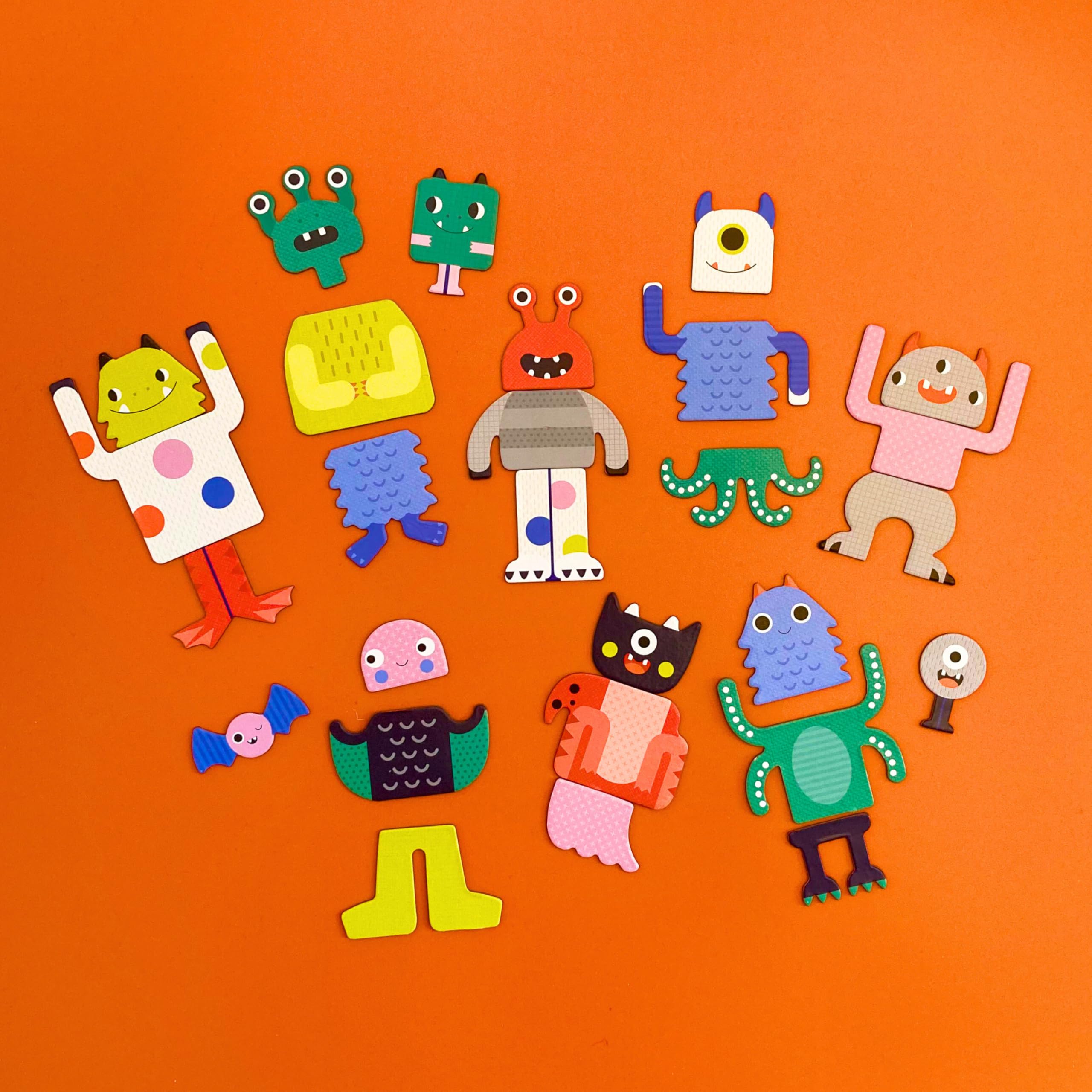 Petit Collage Monsters Magnetic Play Set – 27 Pieces, 2 Scenes, Travel-Friendly