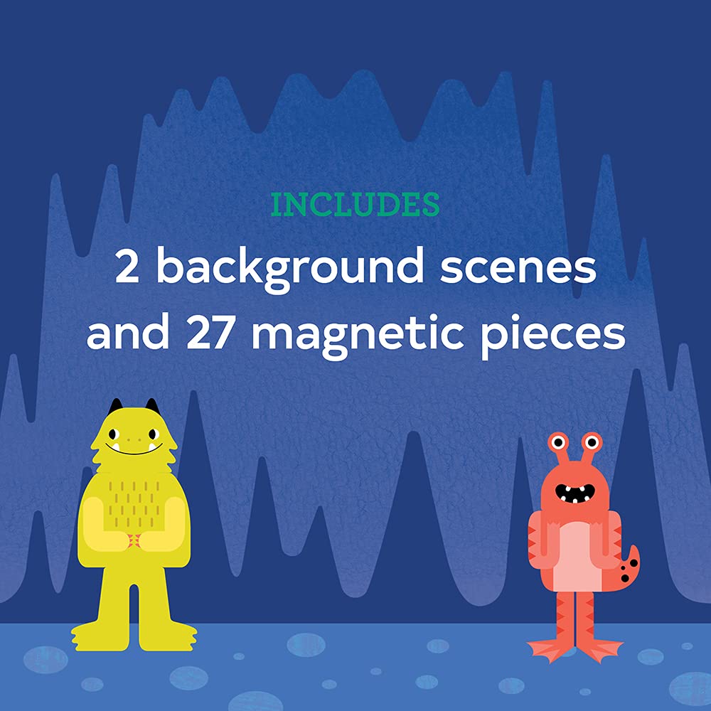 Petit Collage Monsters Magnetic Play Set – 27 Pieces, 2 Scenes, Travel-Friendly