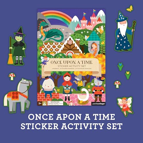 Petit Collage Once Upon A Time Giant Sticker Activity Book – 100+ Reusable Stickers, Fold-Out Scenes, Ages 3+