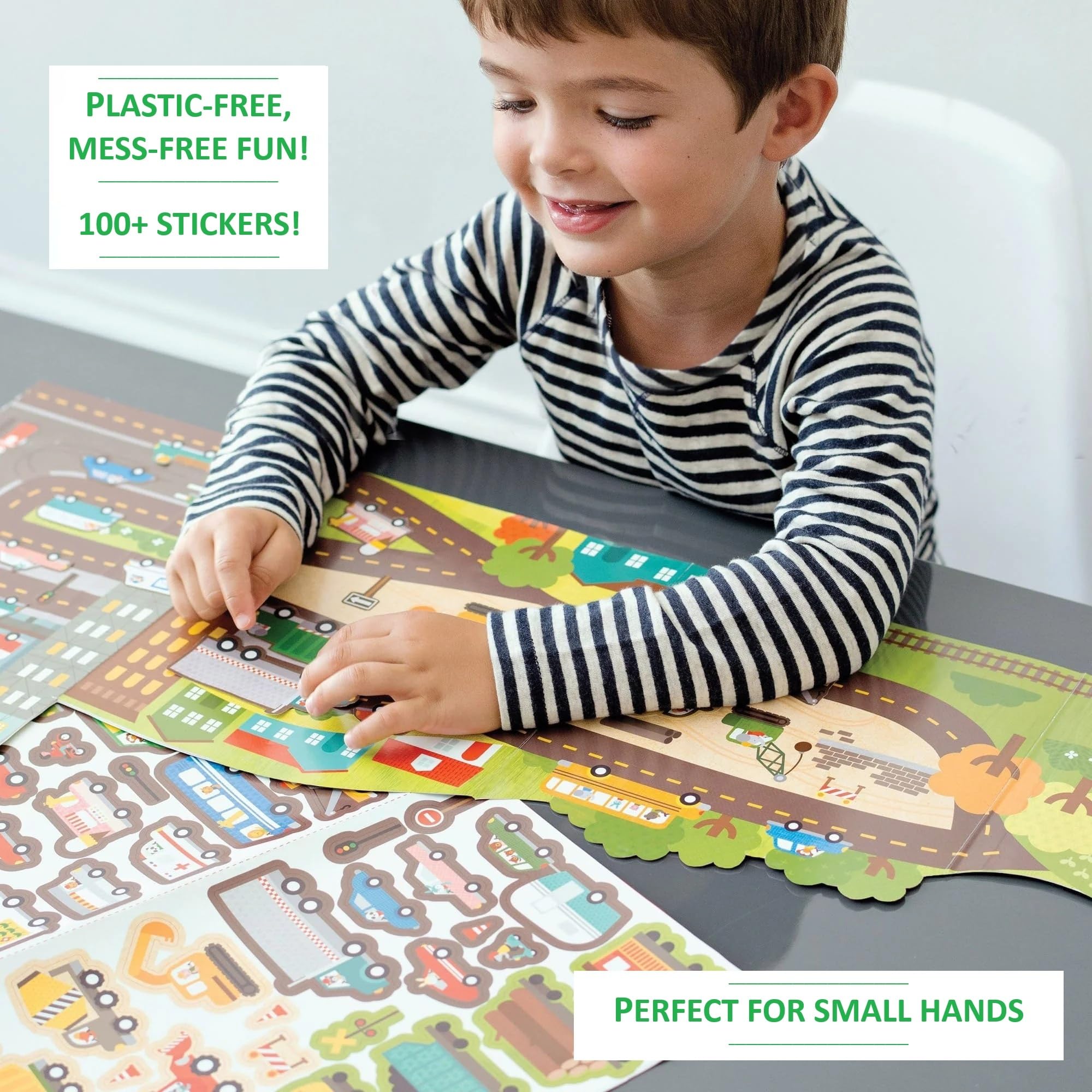 Petit Collage Once Upon A Time Giant Sticker Activity Book – 100+ Reusable Stickers, Fold-Out Scenes, Ages 3+