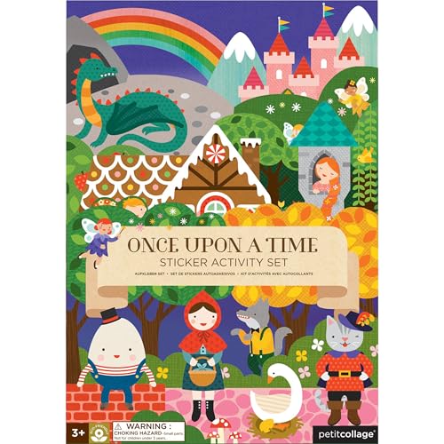 Petit Collage Once Upon A Time Giant Sticker Activity Book – 100+ Reusable Stickers, Fold-Out Scenes, Ages 3+