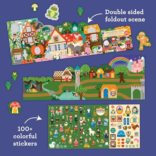 Petit Collage Once Upon A Time Giant Sticker Activity Book – 100+ Reusable Stickers, Fold-Out Scenes, Ages 3+