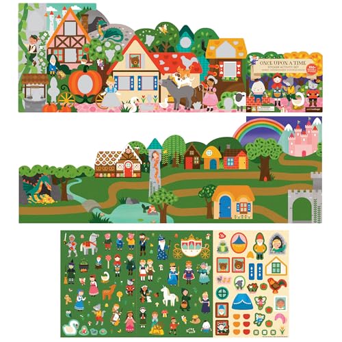 Petit Collage Once Upon A Time Giant Sticker Activity Book – 100+ Reusable Stickers, Fold-Out Scenes, Ages 3+