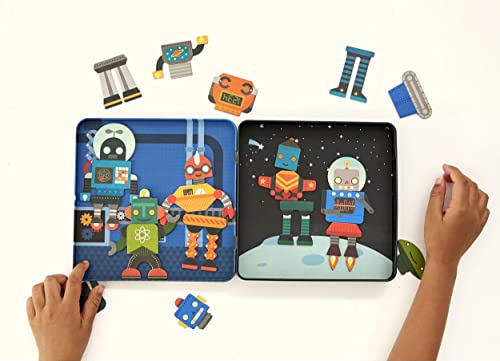 Petit Collage Robot Remix Magnetic Play Set – Mix & Match with Over 25 Magnets, Ages 3+