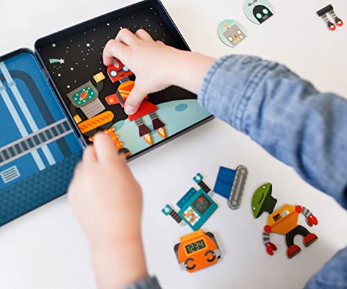 Petit Collage Robot Remix Magnetic Play Set – Mix & Match with Over 25 Magnets, Ages 3+