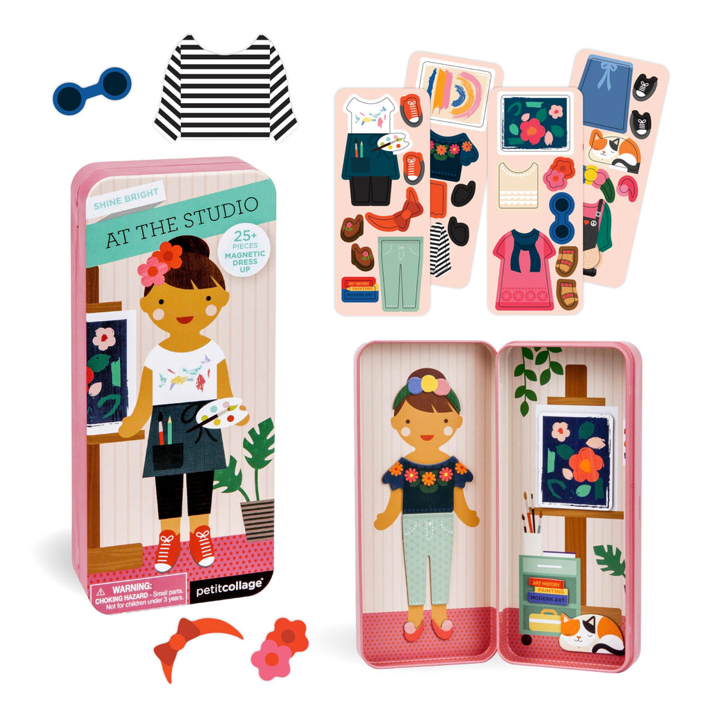 Petit Collage Shine Bright Studio Dress Up Game - Magnetic Board with 25+ Mix & Match Pieces for Ages 3+