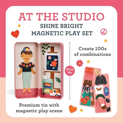 Petit Collage Shine Bright Studio Dress Up Game - Magnetic Board with 25+ Mix & Match Pieces for Ages 3+