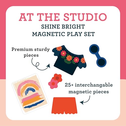 Petit Collage Shine Bright Studio Dress Up Game - Magnetic Board with 25+ Mix & Match Pieces for Ages 3+