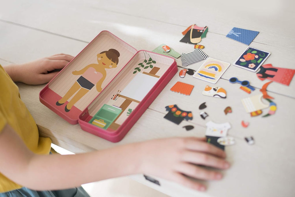 Petit Collage Shine Bright Studio Dress Up Game - Magnetic Board with 25+ Mix & Match Pieces for Ages 3+