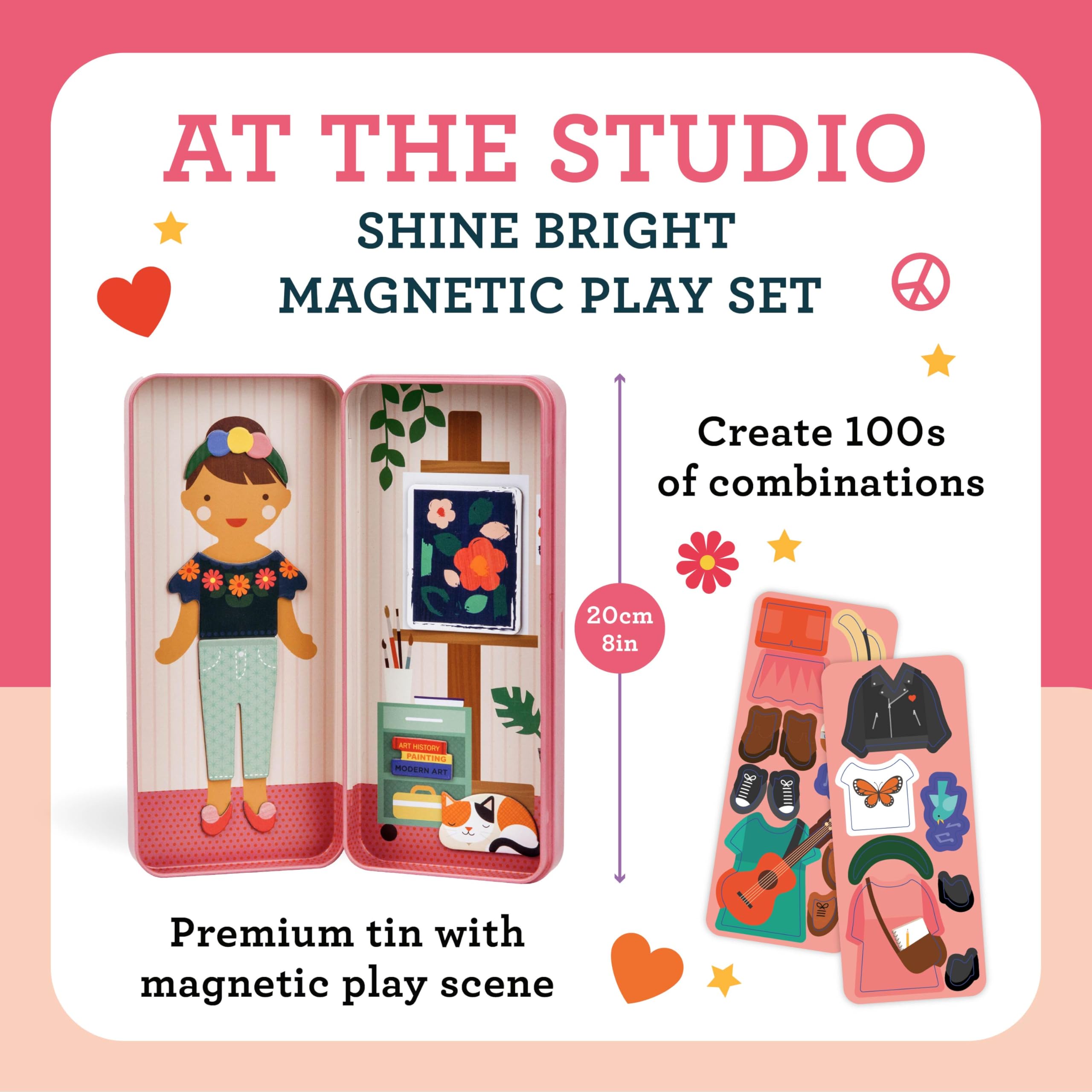 Petit Collage Shine Bright Studio Dress Up Game - Magnetic Board with 25+ Mix & Match Pieces for Ages 3+