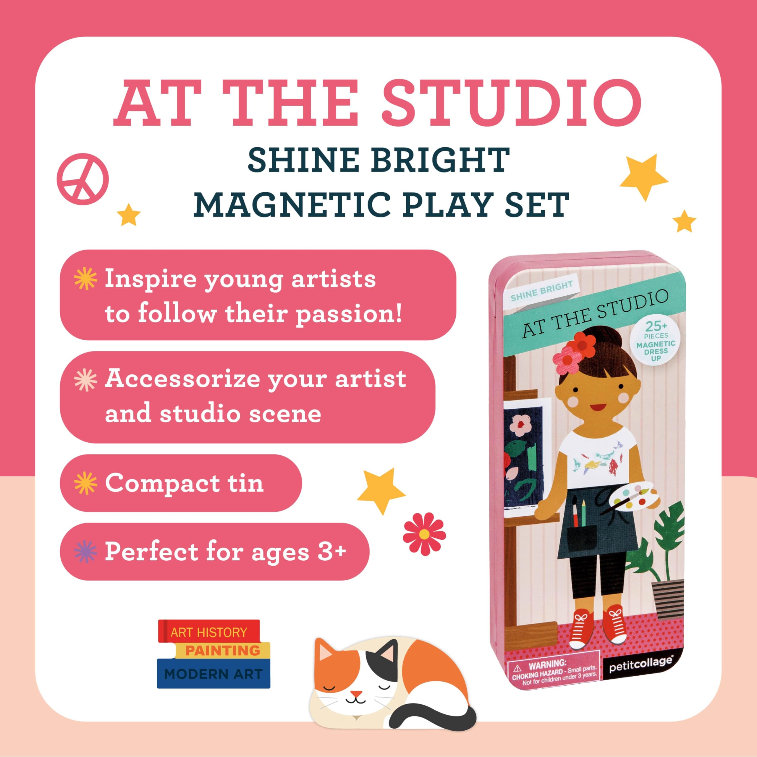 Petit Collage Shine Bright Studio Dress Up Game - Magnetic Board with 25+ Mix & Match Pieces for Ages 3+