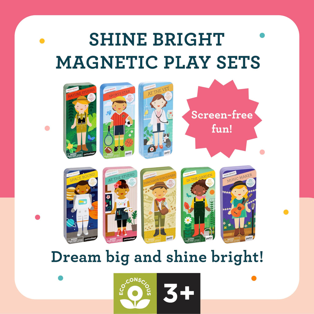 Petit Collage Shine Bright Studio Dress Up Game - Magnetic Board with 25+ Mix & Match Pieces for Ages 3+