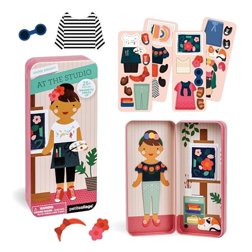 Petit Collage Shine Bright Studio Dress Up Game - Magnetic Board with 25+ Mix & Match Pieces for Ages 3+