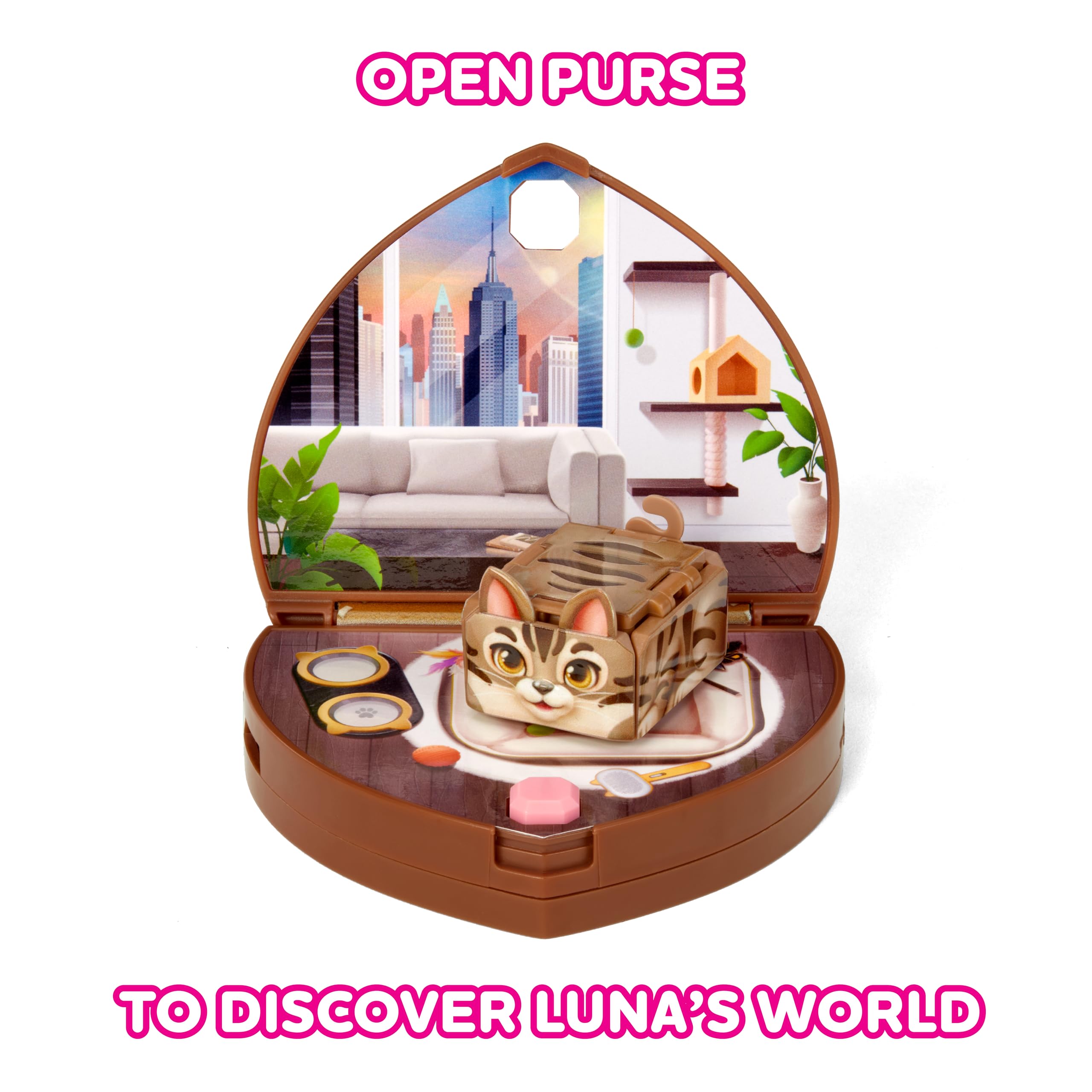 Pets 2 Love Luna Interactive Cat Toy Purse with Heart-Shaped Carrier and Leash