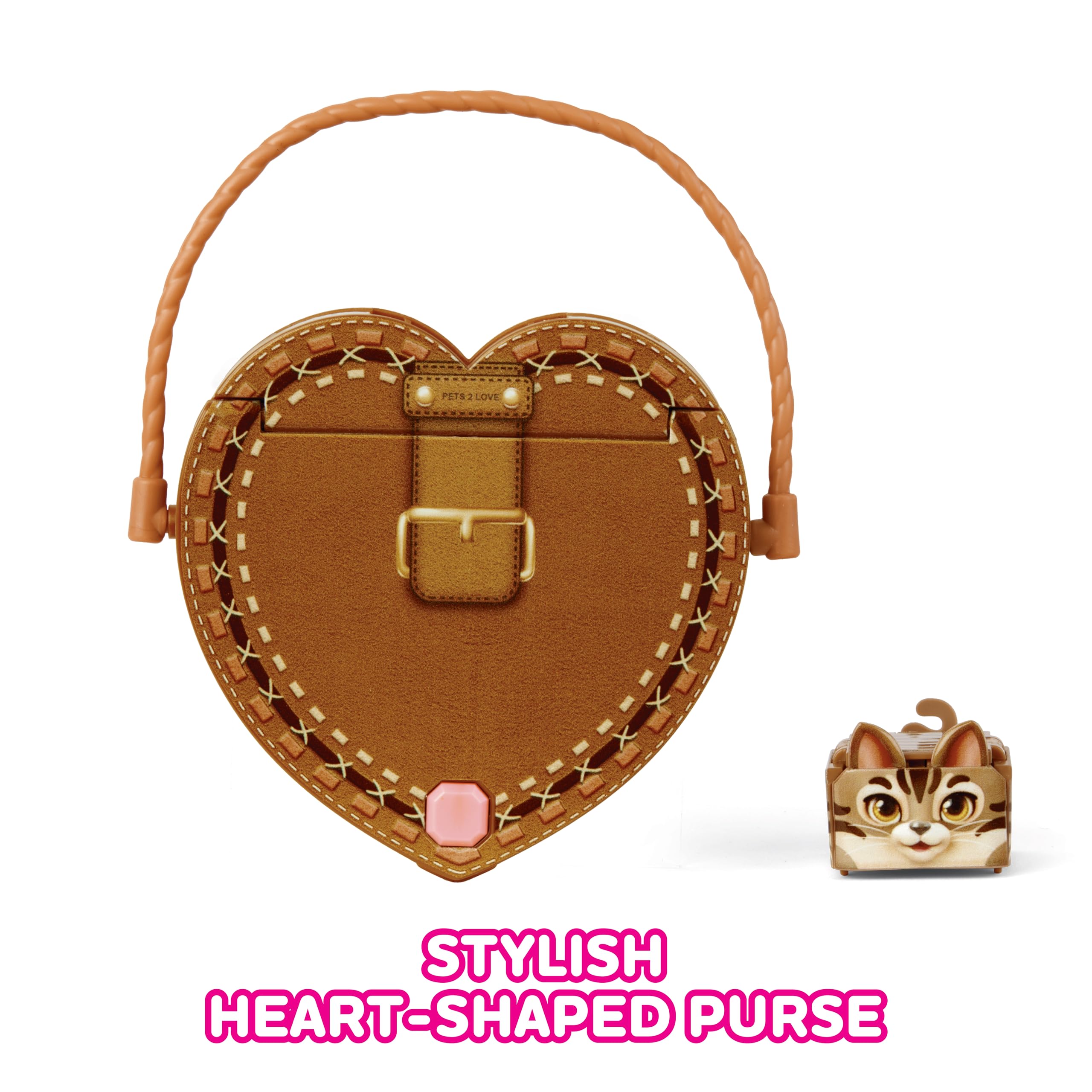 Pets 2 Love Luna Interactive Cat Toy Purse with Heart-Shaped Carrier and Leash