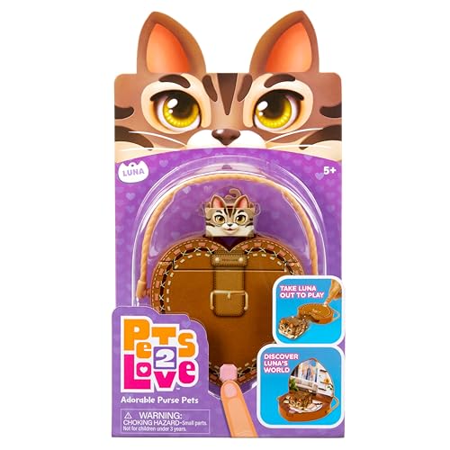 Pets 2 Love Luna Interactive Cat Toy Purse with Heart-Shaped Carrier and Leash