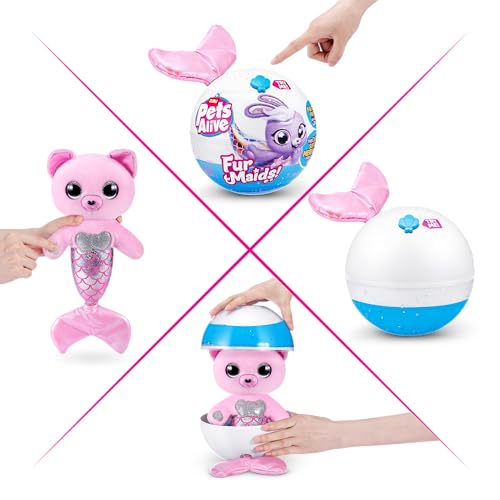 Pets Alive Furmaids by ZURU – Interactive Mermaid Plush with Lights, Sounds & 10+ Surprises (Pink Kitten)