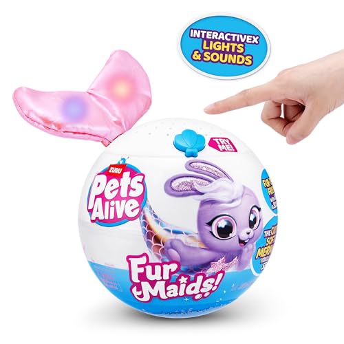 Pets Alive Furmaids by ZURU – Interactive Mermaid Plush with Lights, Sounds & 10+ Surprises (Pink Kitten)