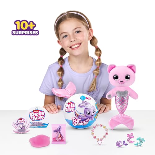 Pets Alive Furmaids by ZURU – Interactive Mermaid Plush with Lights, Sounds & 10+ Surprises (Pink Kitten)
