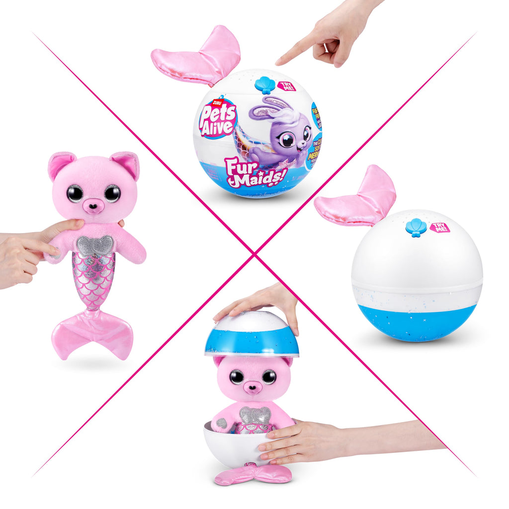Pets Alive Furmaids by ZURU – Interactive Mermaid Plush with Lights, Sounds & 10+ Surprises (Pink Kitten)