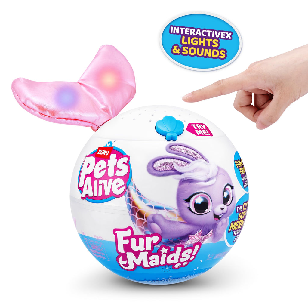 Pets Alive Furmaids by ZURU – Interactive Mermaid Plush with Lights, Sounds & 10+ Surprises (Pink Kitten)