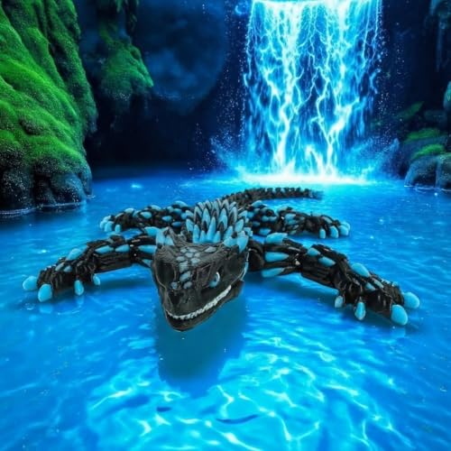 PhantomBlitz Glow in the Dark Articulated Armadillo Lizard – 3D Printed Black & Blue Reptile Figurine with Moving Joints by Mivi Collection