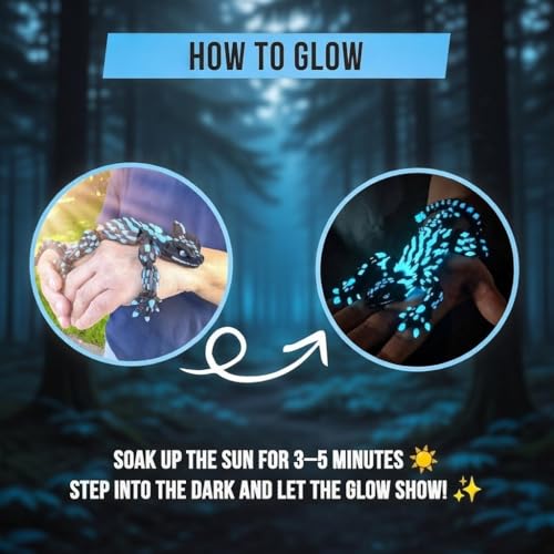 PhantomBlitz Glow in the Dark Articulated Armadillo Lizard – 3D Printed Black & Blue Reptile Figurine with Moving Joints by Mivi Collection