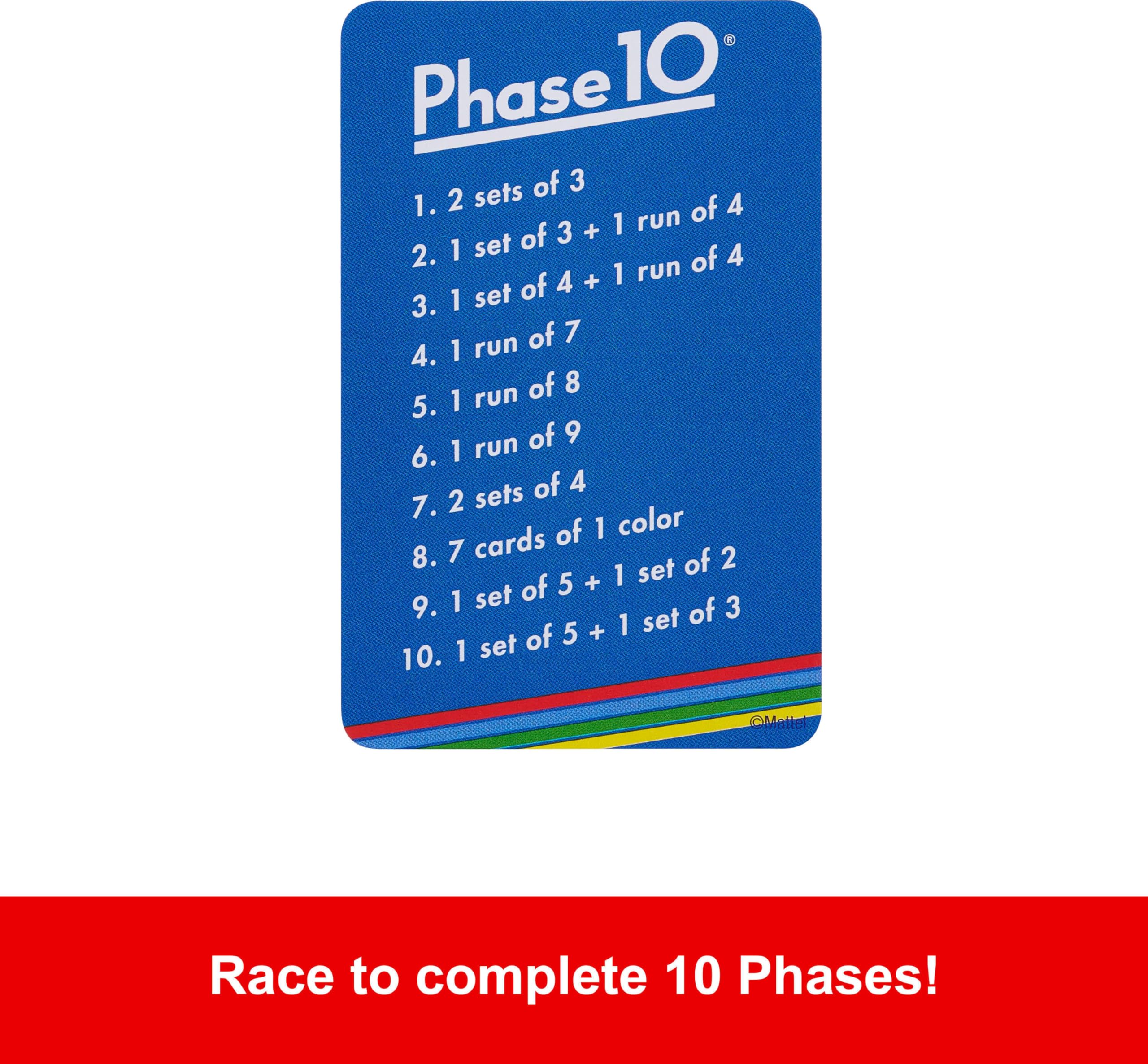 Phase 10 Card Game (108 Cards) – Travel Tin, Color Blind Accessible, for 2-6 Players Ages 7+