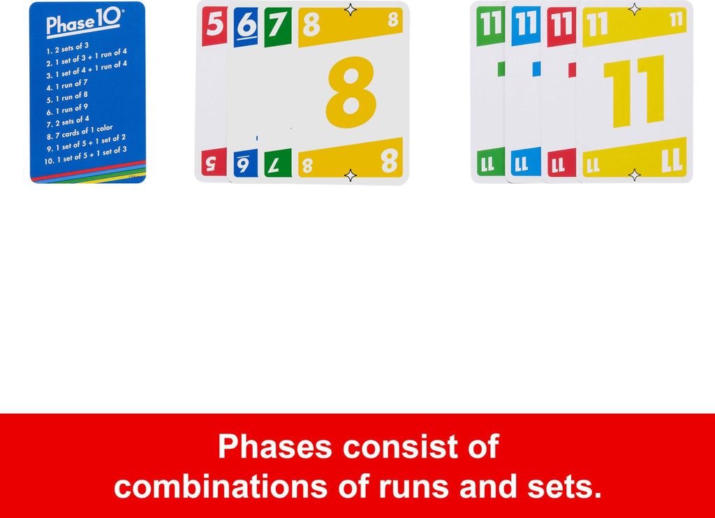Phase 10 Card Game (108 Cards) – Travel Tin, Color Blind Accessible, for 2-6 Players Ages 7+