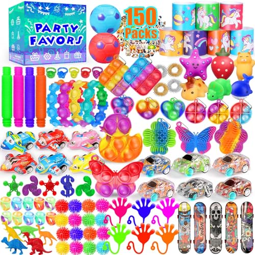 PHIMOTA 150-Piece Party Favors for Kids 4-12 – Fidget Toys Bulk with 18 Different Toys, Classroom Treasure Box Prizes, Goodie Bag Stuffers