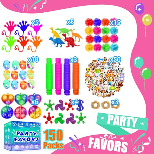 PHIMOTA 150-Piece Party Favors for Kids 4-12 – Fidget Toys Bulk with 18 Different Toys, Classroom Treasure Box Prizes, Goodie Bag Stuffers