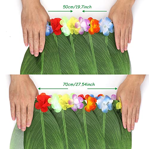 PHOGARY 7-Piece Hawaiian Luau Costume Kit with Hula Skirt, Flower Leis, Sunglasses & Hair Clip