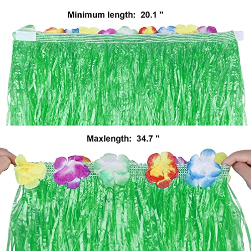 PHOGARY 8-Piece Hula Skirt Costume Kit for Luau Parties – Grass Skirt, Flower Bikini Top, Lei, and More