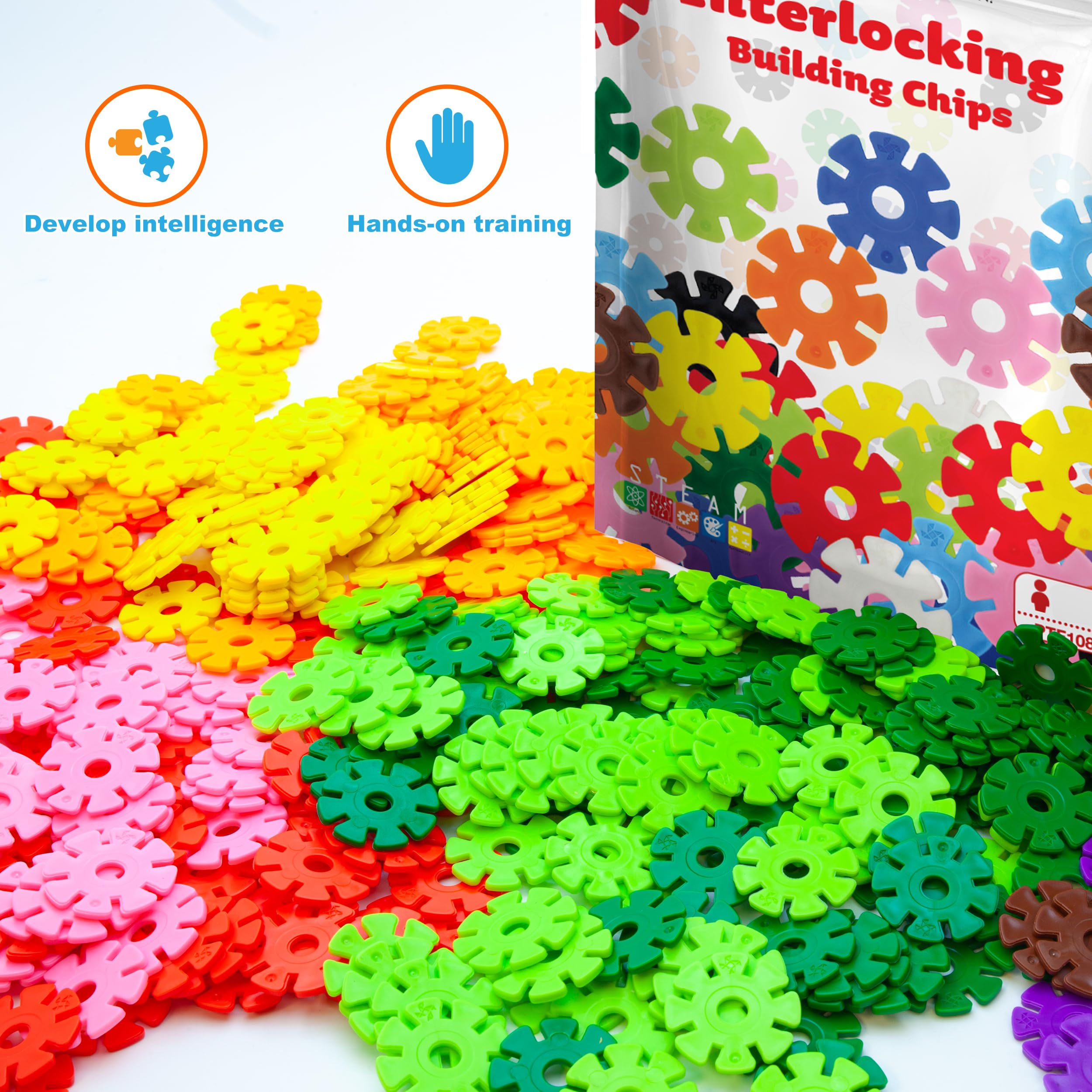 PicassoTiles 108-Piece Purple Interlocking Disc Building Blocks - STEM Learning Toy for Ages 3+