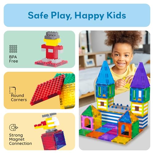 PicassoTiles 12-Piece Magnetic Brick Tiles Set – Compatible STEM Building Blocks with Strong Magnets