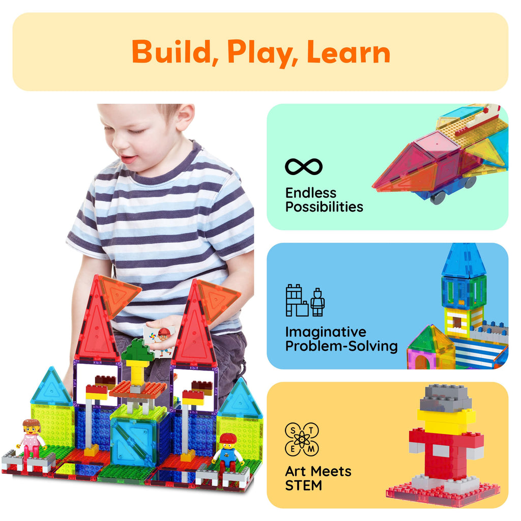 PicassoTiles 12-Piece Magnetic Brick Tiles Set – Compatible STEM Building Blocks with Strong Magnets